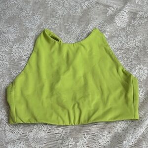 Girlfriend Collective Lime Green Sports Bra Topanga High Neck Gym Top